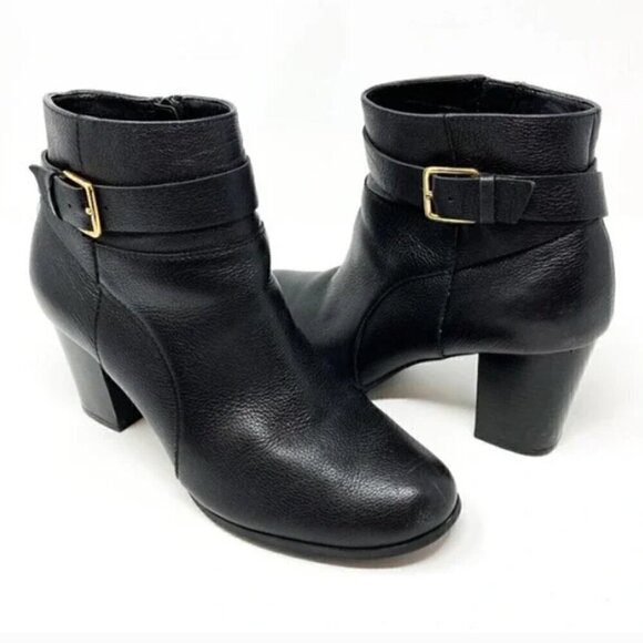 Cole Haan Rhinecliff Grand Black Leather Buckle Strap Ankle Boots - Size 8.5 - Picture 1 of 9